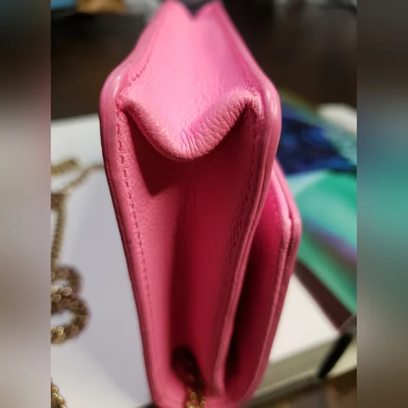 Versace Grained Calfskin Palazzo Chain Bag Crossbody Shoulder Pink Barbie - Picture 10 of 17